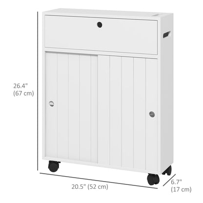 Meuble de rangement pour salle de bains mince sur roulettes