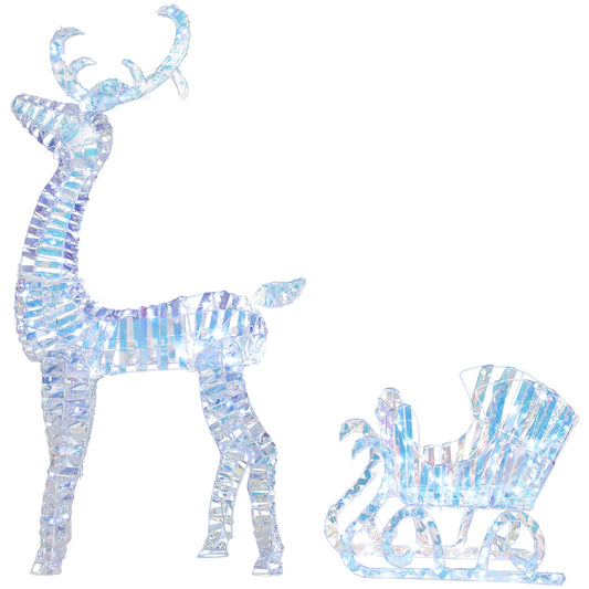Décoration renne de Noël illuminé avec traîneau