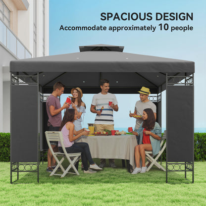 Gazebo double toit avec panneaux écran 3x3m