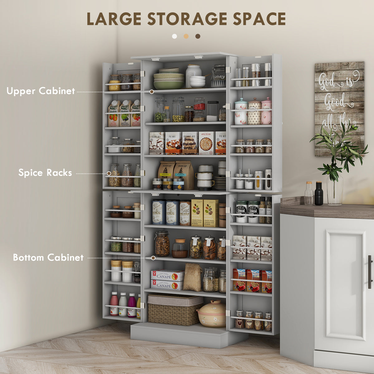Armoire de cuisine 8 tablettes 4 portes