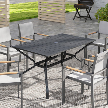 Table de patio rectangulaire avec trou pour parasol