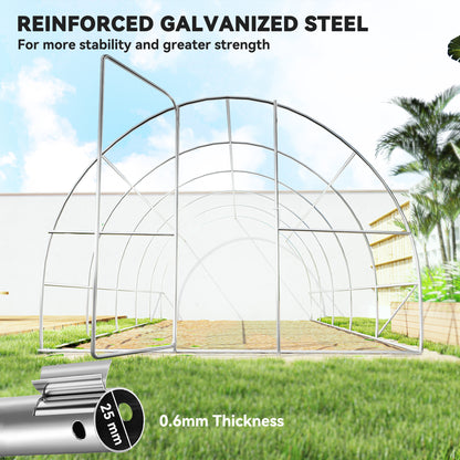 Outsunny 6.1x3x2m Tunnel Greenhouse - Heavy-Duty Galvanized Steel Frame