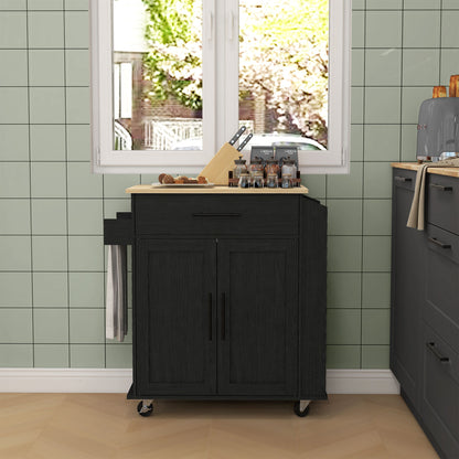 Îlot de cuisine mobile avec prises électriques et rangement