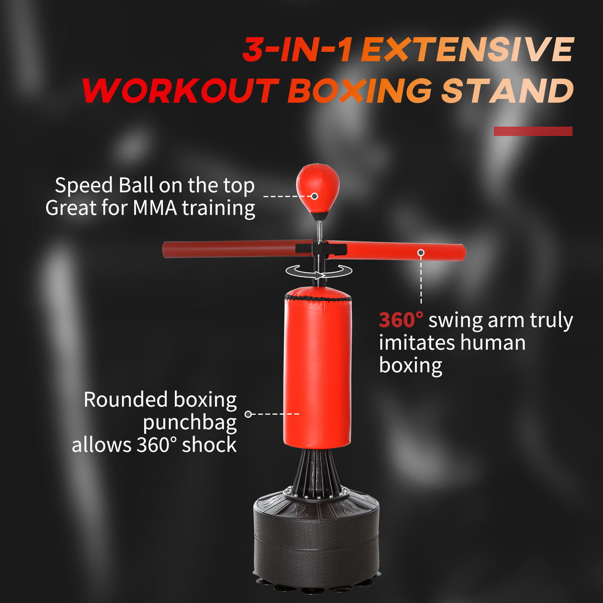 Support de sac de boxe autoportant avec bras rotatif