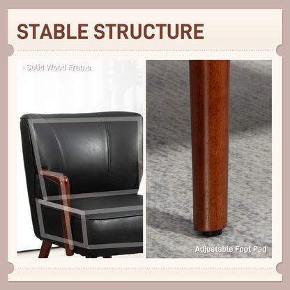Fauteuil d'appoint moderne en similicuir avec pattes en bois