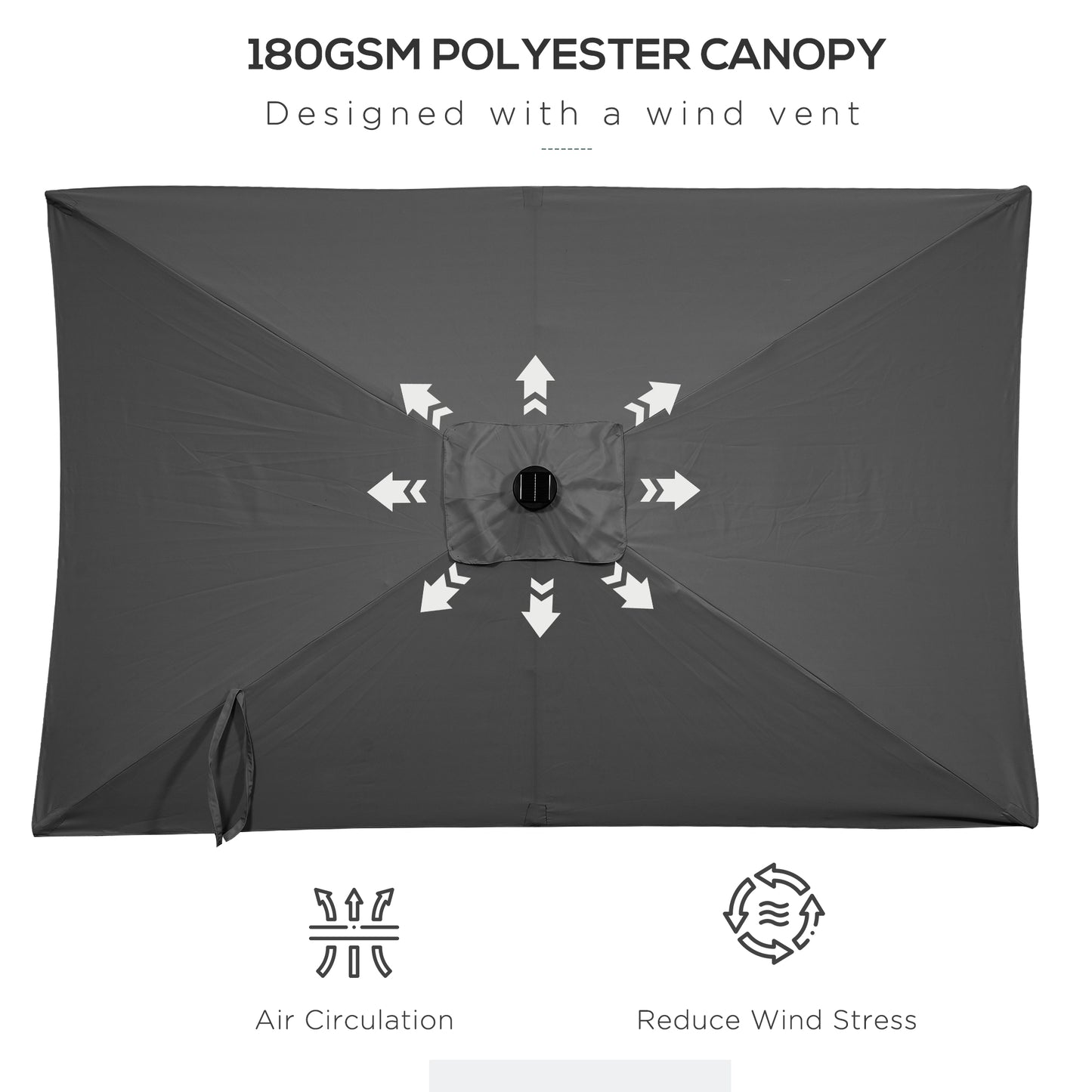 Parasol rectangulaire 6' x 10' avec éclairage LED solaire