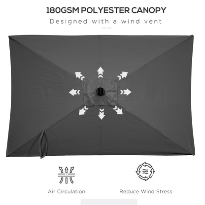 Parasol rectangulaire 6' x 10' avec éclairage LED solaire
