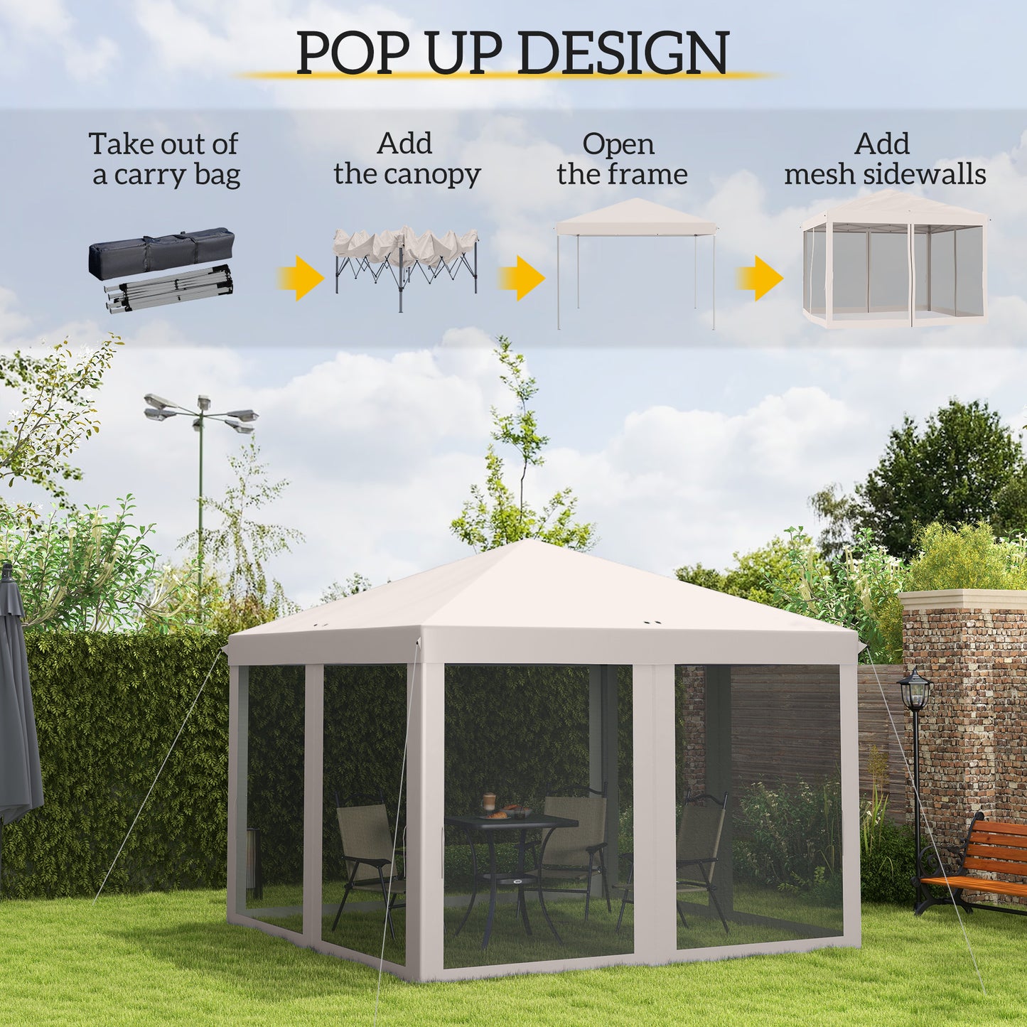 Tente pliable 10x10 pieds avec parois maillées