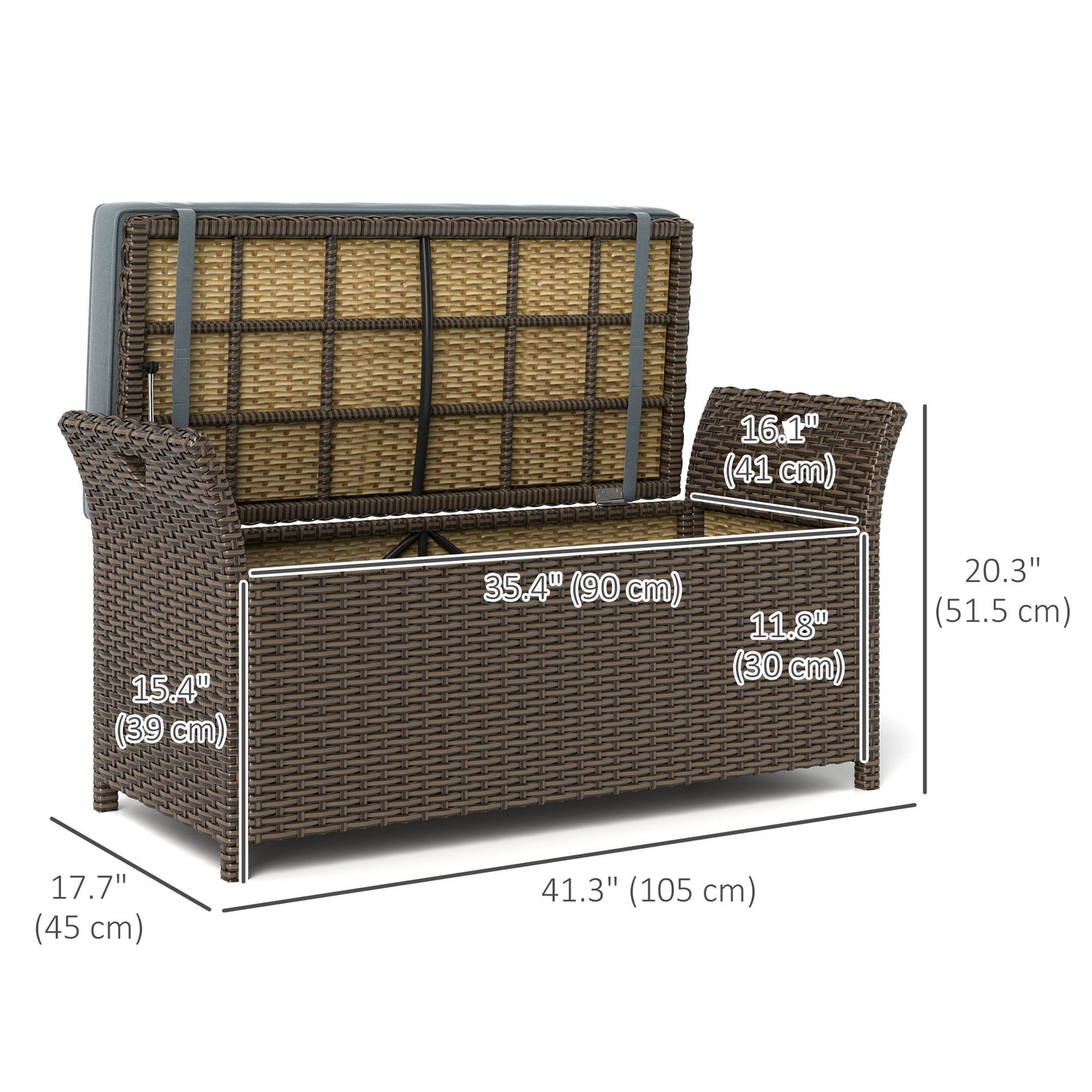 Banc coffre extérieur en rotin PE 111 L