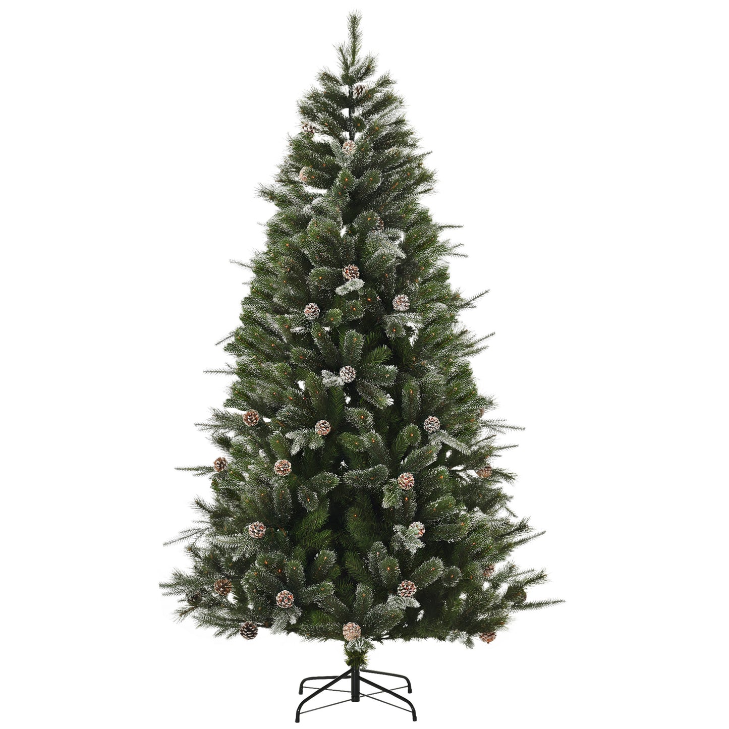 Sapin de Noël artificiel enneigé avec pommes de pin