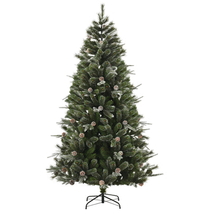 Sapin de Noël artificiel enneigé avec pommes de pin