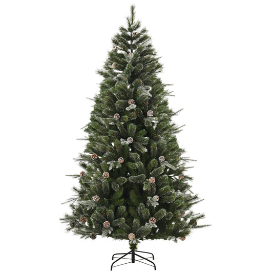 Sapin de Noël artificiel enneigé avec pommes de pin
