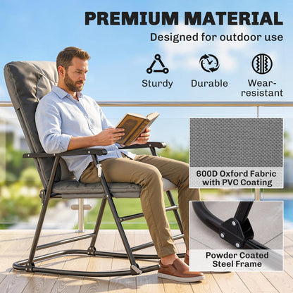 Ensemble 2 chaises berçantes rembourrées avec accoudoirs