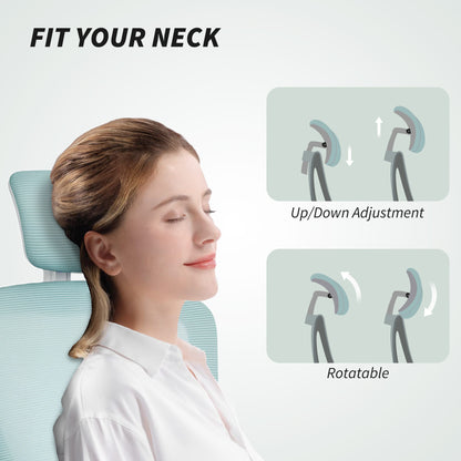 Chaise de bureau ergonomique mesh avec appui-tête ajustable