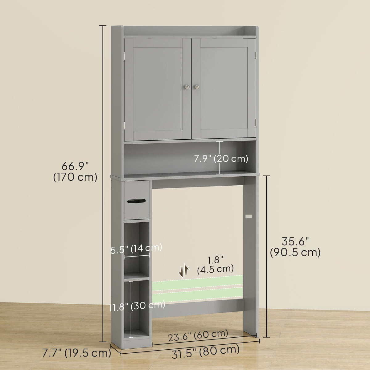 Meuble de rangement au-dessus des toilettes moderne