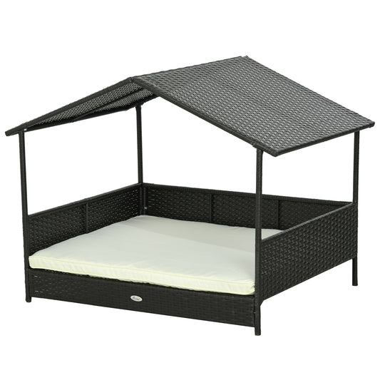 Niche Aosom en Rotin pour Chien avec Coussin Lavable - Moyen/Grand