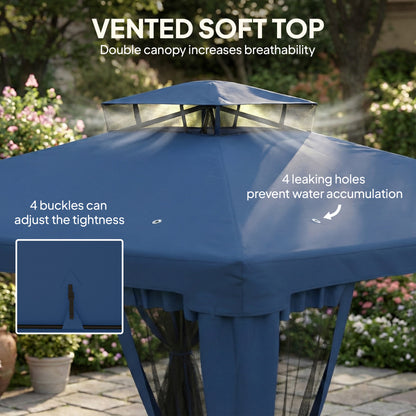 Gazebo patio toit double moustiquaire 2,9m x 2,9m