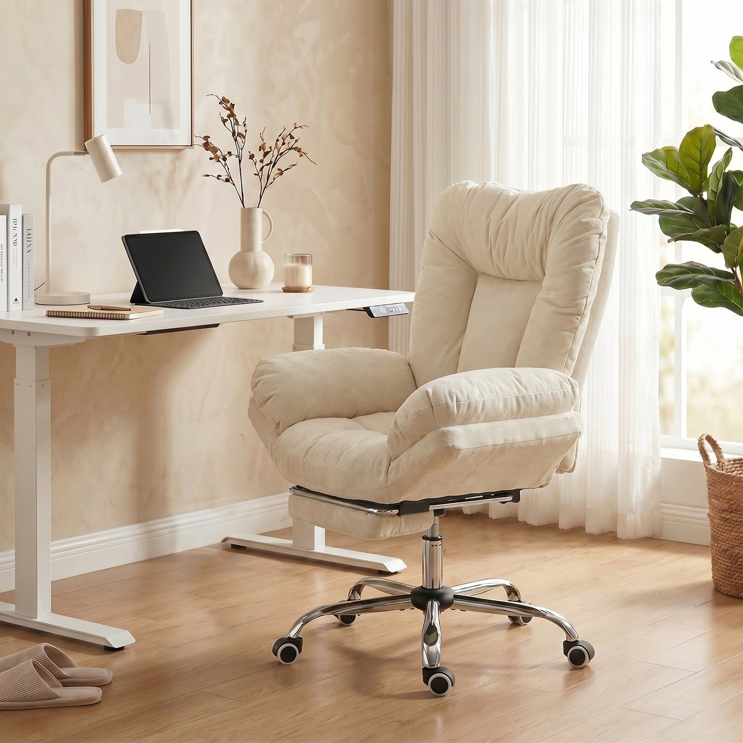 Chaise de bureau criss-cross grand confort avec repose-pieds