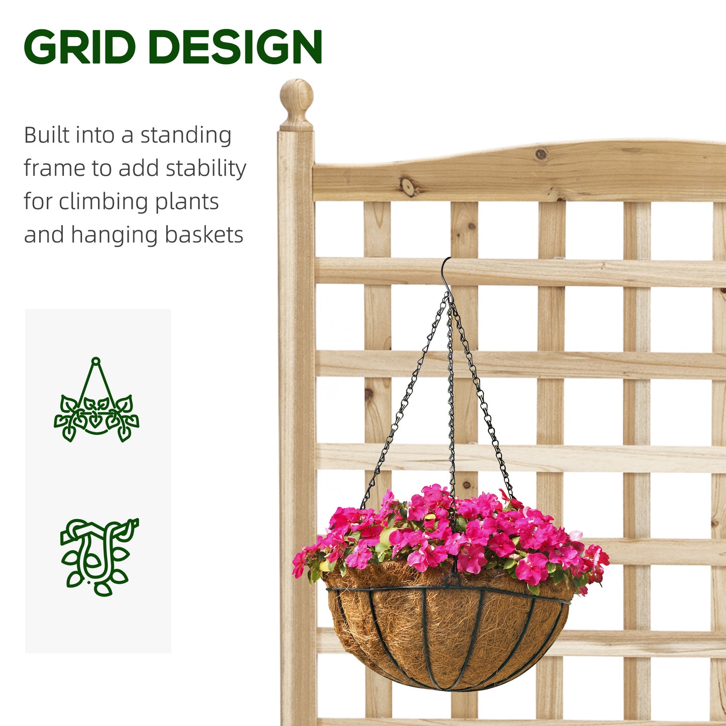 Jardinière surélevée avec treillis bois naturel