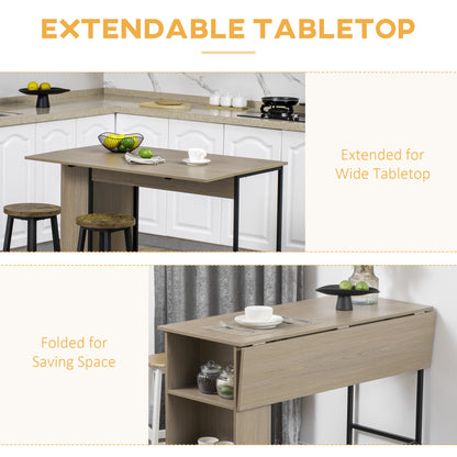 Table de bar extensible avec tablettes de rangement réglables