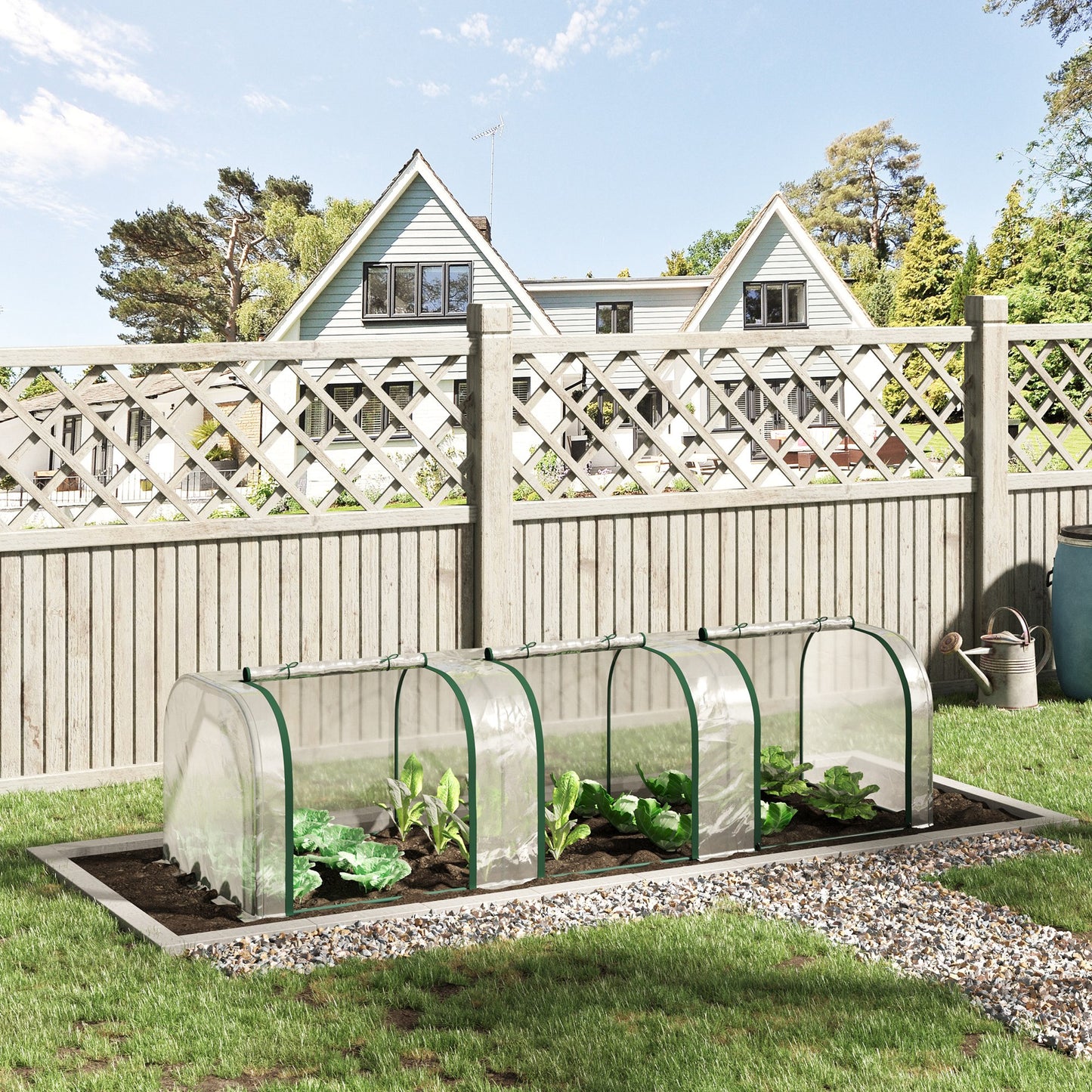 Serre tunnel portable 396 x 91 x 76 cm avec 4 portes