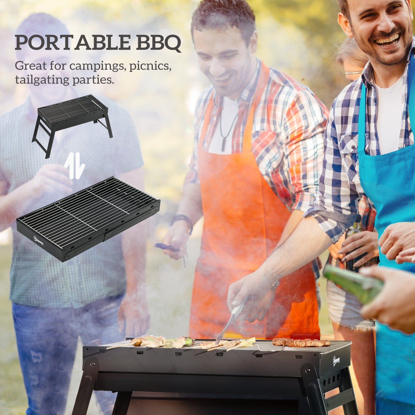Barbecue au charbon portable avec bassin amovible pliant