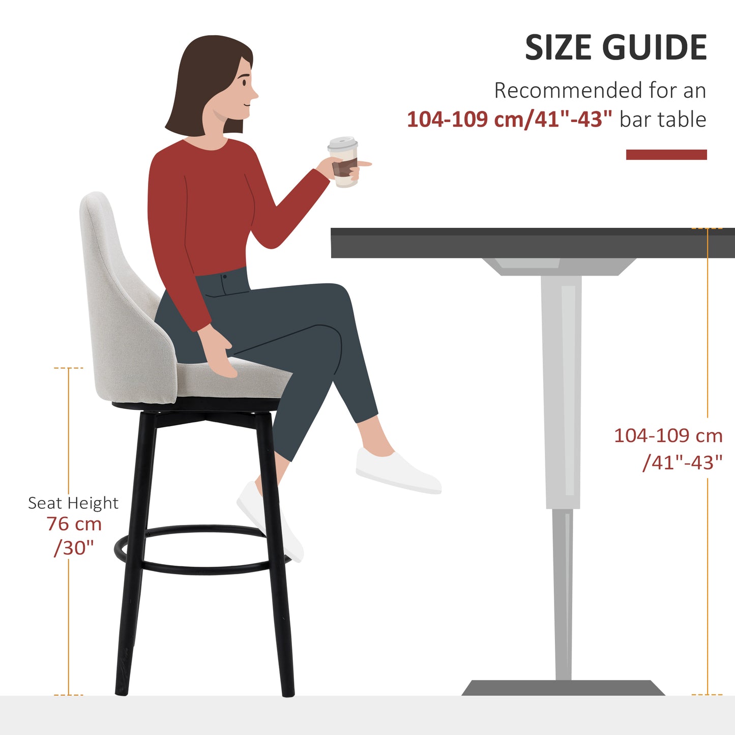 Tabourets de bar pivotants ensemble de 2 extra hauts