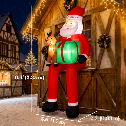Gonflable de Noël géant suspendu Père Noël et renne