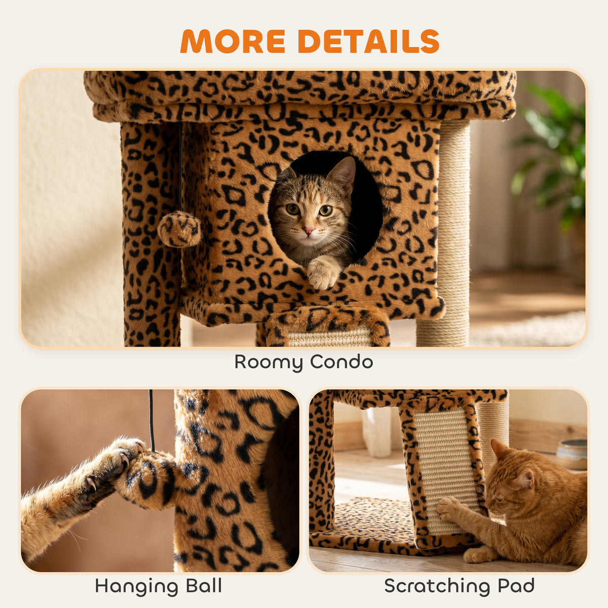 Tour à chat compacte avec perchoir et maison