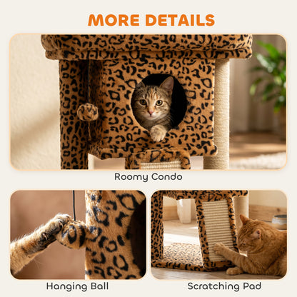 Tour à chat compacte avec perchoir et maison