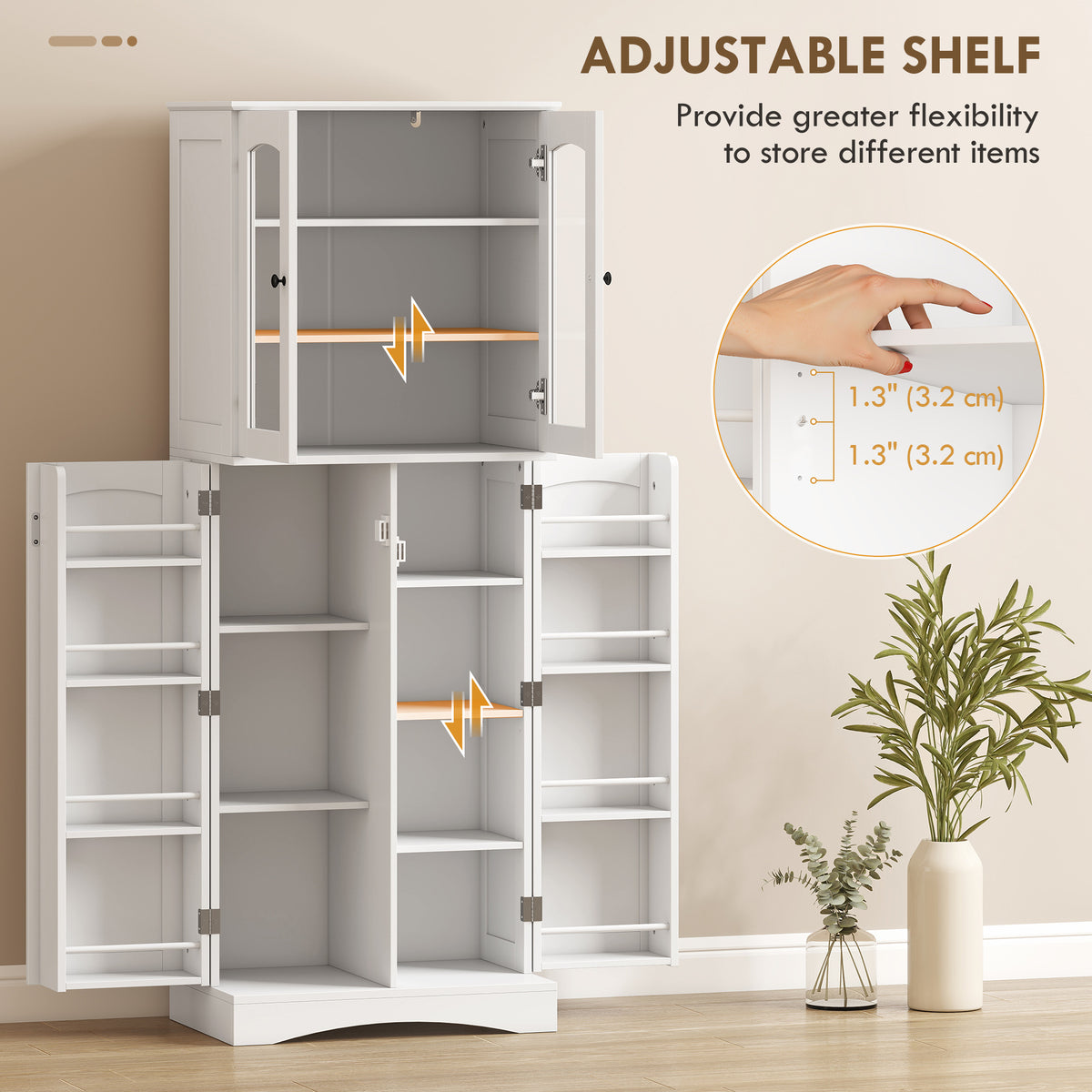 Armoire de cuisine garde-manger avec portes en acrylique