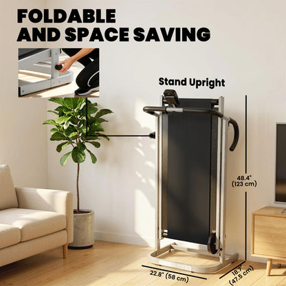 Tapis de marche pliant inclinable avec barre et écran LCD