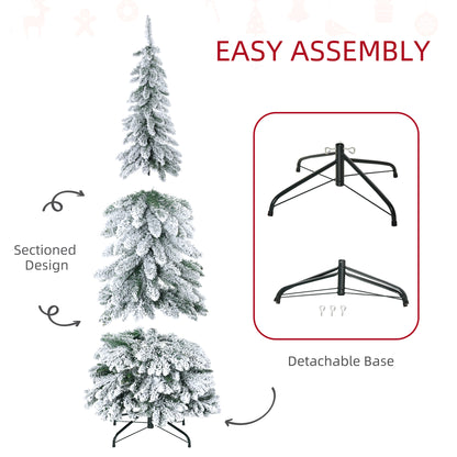 Arbre de Noel artificiel mince floque de neige 183 cm