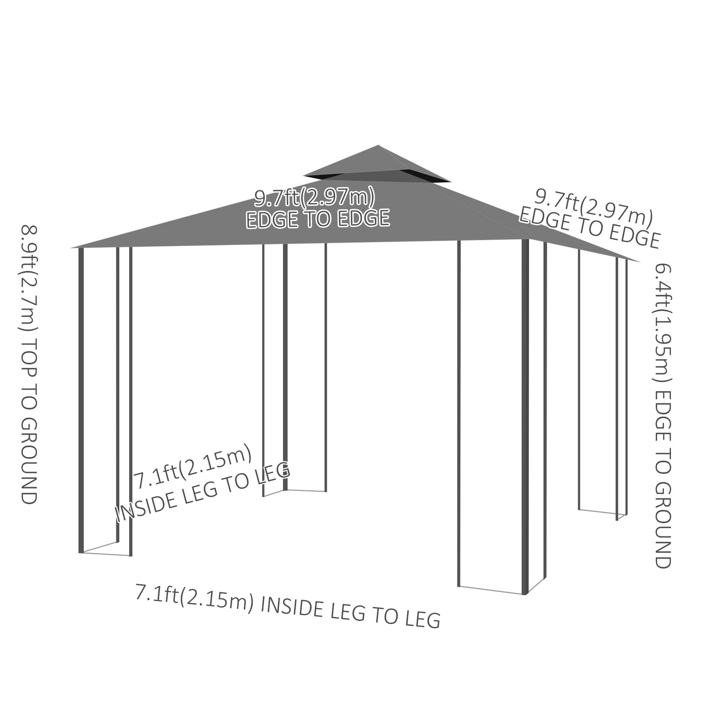 Gazébo de jardin 10x10 pieds avec moustiquaire