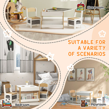 Ensemble table et chaises pour enfants avec plateau réversible