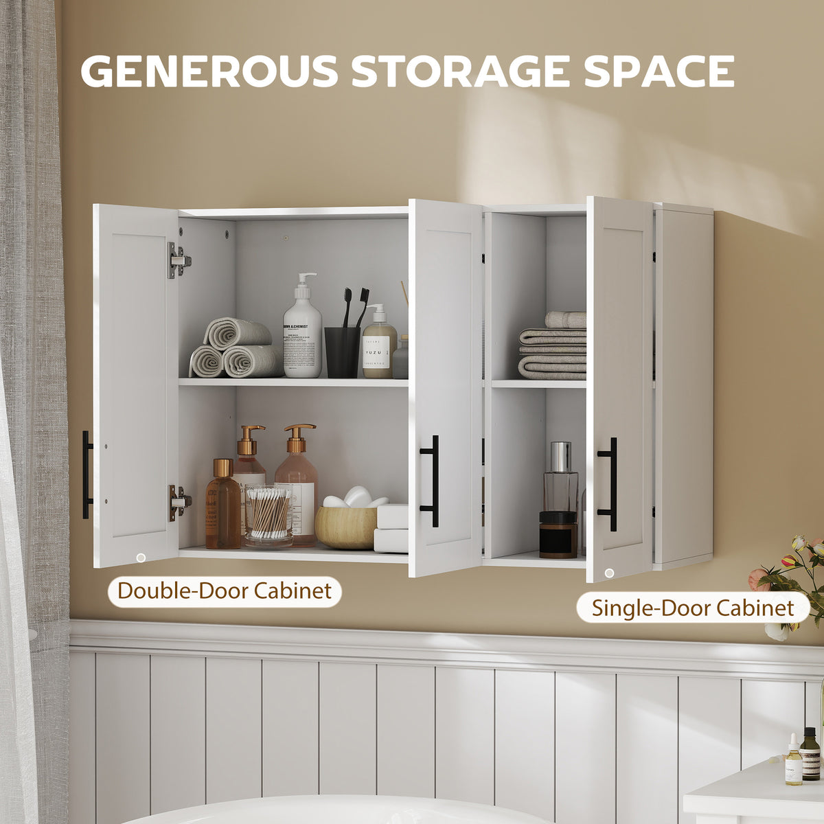 Armoire murale salle de bain 3 portes blanc