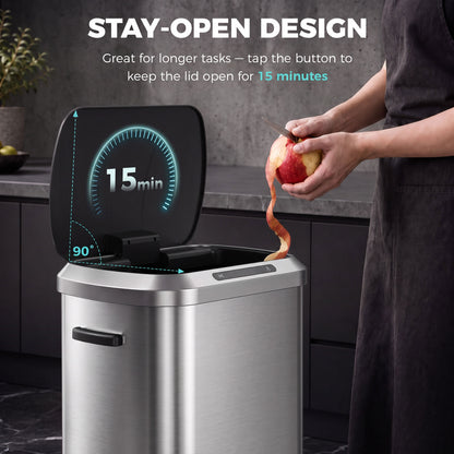 Poubelle automatique sans contact 50 L en acier inoxydable
