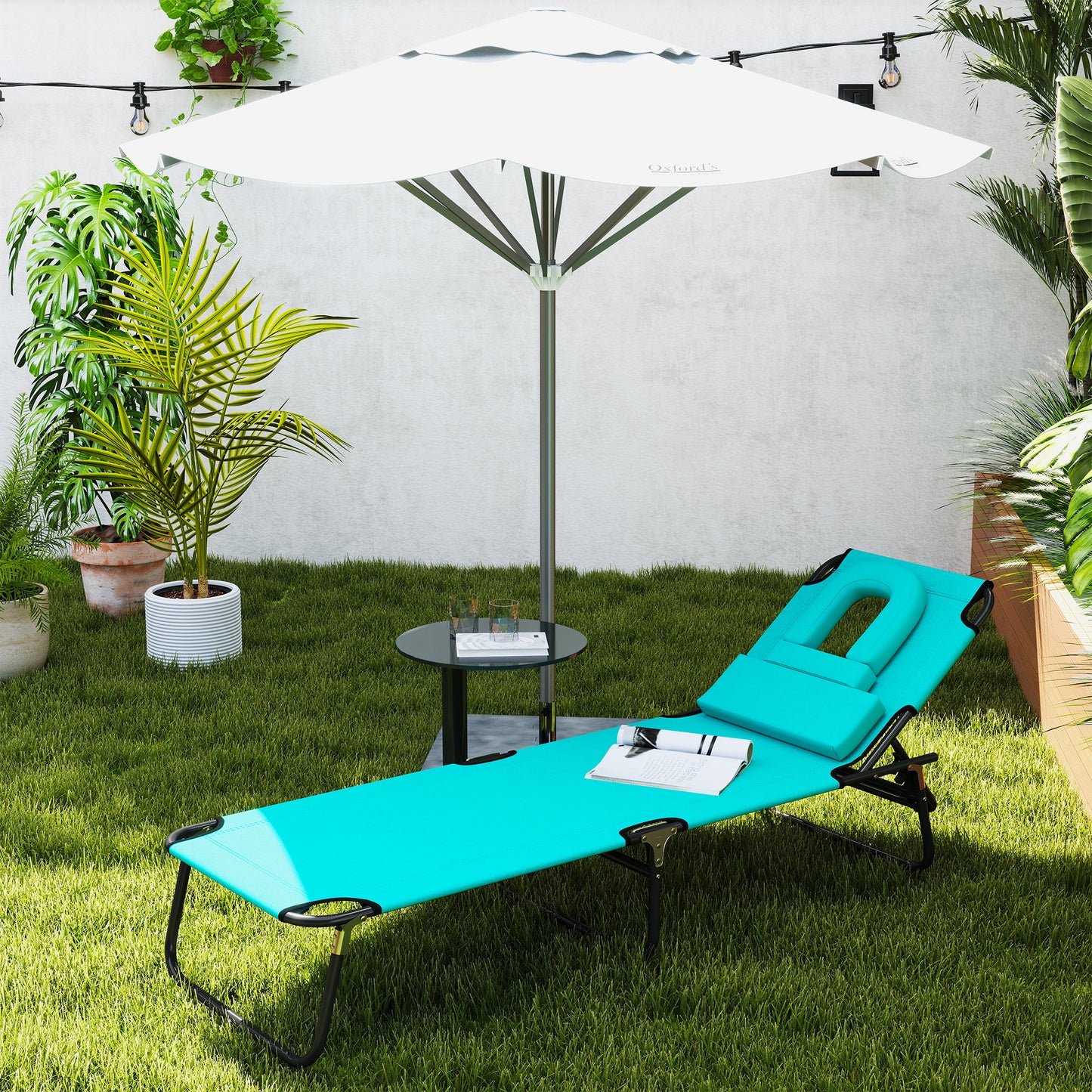 Chaise longue pliable avec trou visage 3 positions