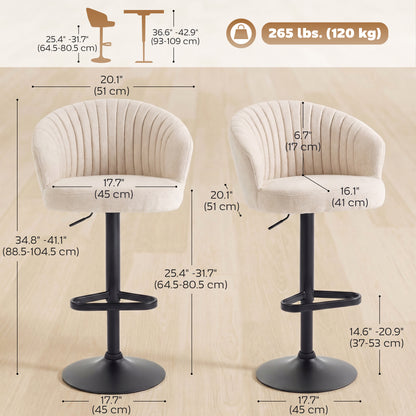 Tabourets de bar pivotants ajustables ensemble de 2