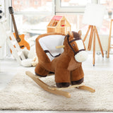 Cheval à bascule pour bébé en peluche avec son