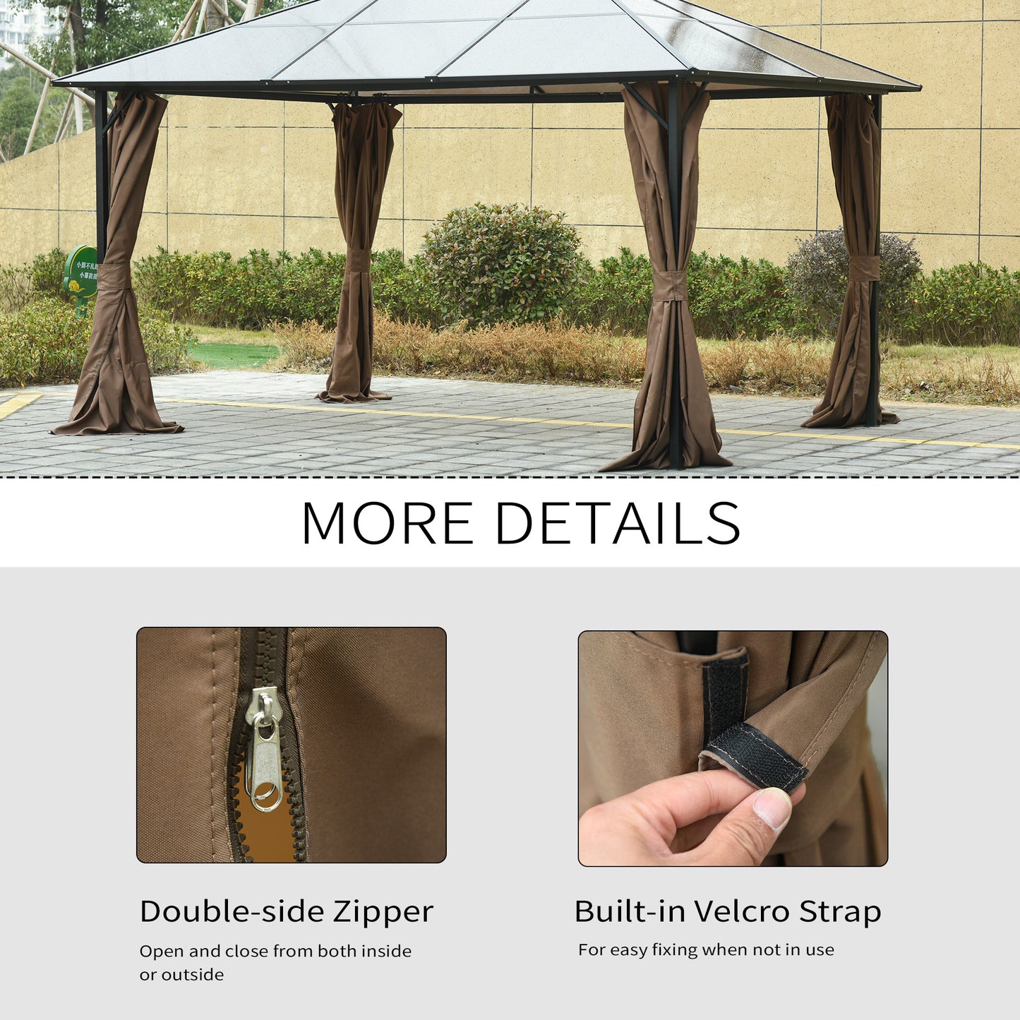 Rideaux gazebo universels 4 panneaux 10' x 12' — Foncé