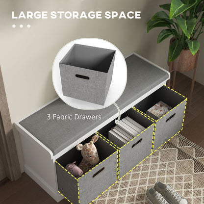 Banc de rangement pour chaussures avec coussin et tiroirs