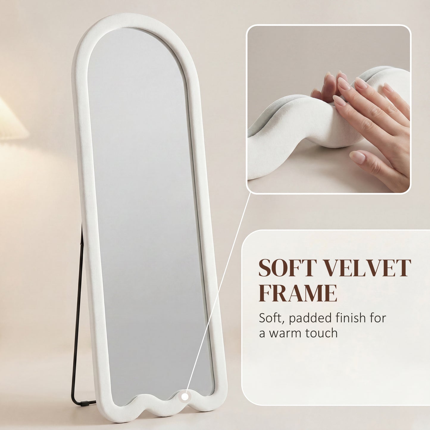 Miroir pleine longueur cadre velours voûté arqué
