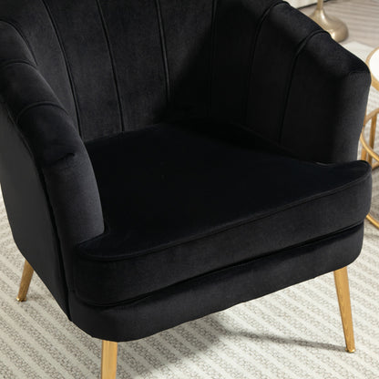 Fauteuil d'accent moderne avec pieds dorés en métal