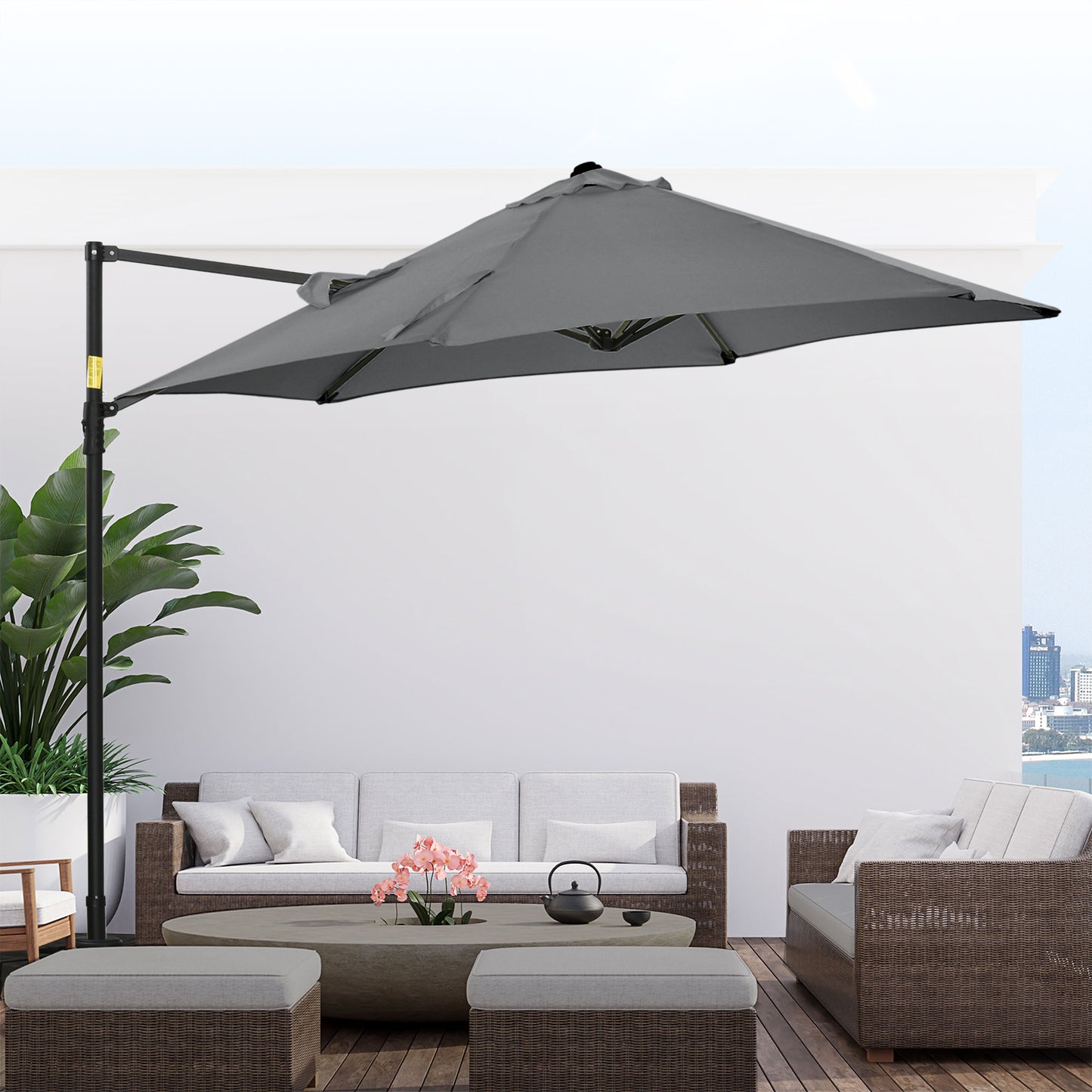 Parasol déporté cantilever 8,5 pieds avec base