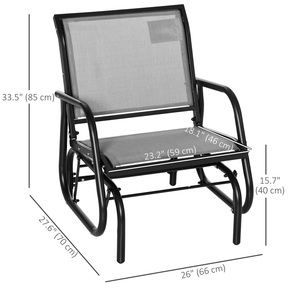 Chaise balançoire d'extérieur à glissement en acier