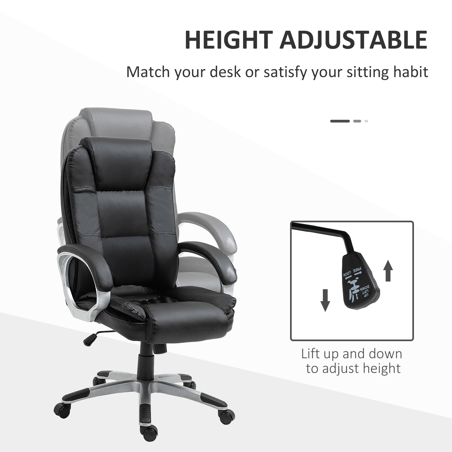 Chaise de bureau exécutive dossier haut pivotante en similicuir