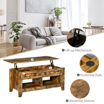 Table à café avec plateau relevable et rangement caché