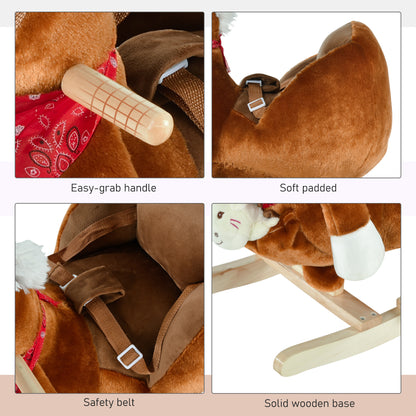 Cheval à bascule pour bébé en peluche avec sons
