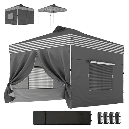 Tente de jardin escamotable UPF 50+ avec 4 parois